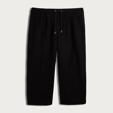 F&F Boucle Wide Leg Drawstring Trousers in Black thumbnail 4