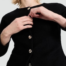 F&F Cotton Rich Boucle Textured Cardigan in Black thumbnail 2