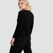 F&F Cotton Rich Boucle Textured Cardigan in Black thumbnail 3