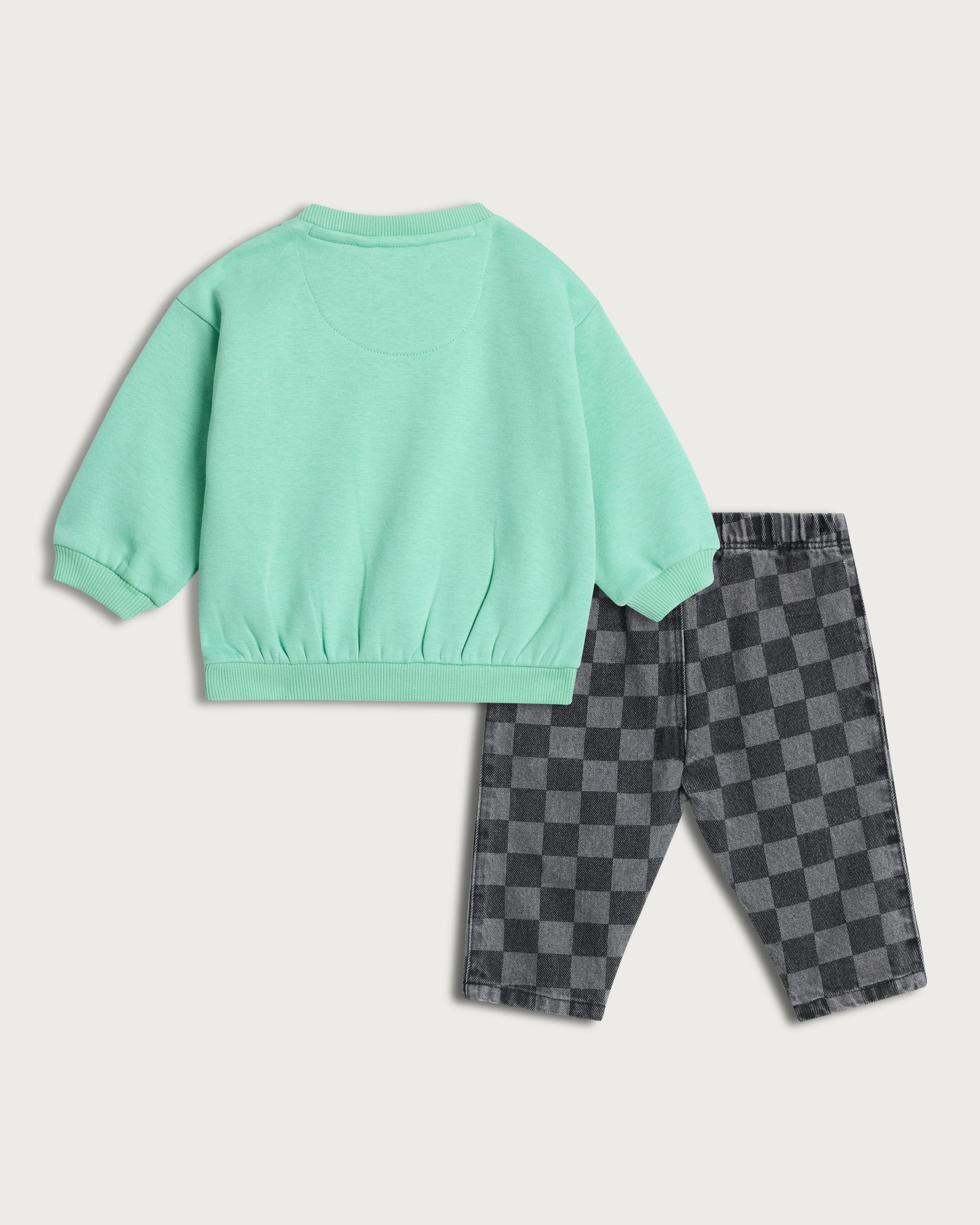 F&F Baby 2-Piece Cotton Rich Daytona Speedway Sweatshirt and Trousers Set in Green thumbnail 2