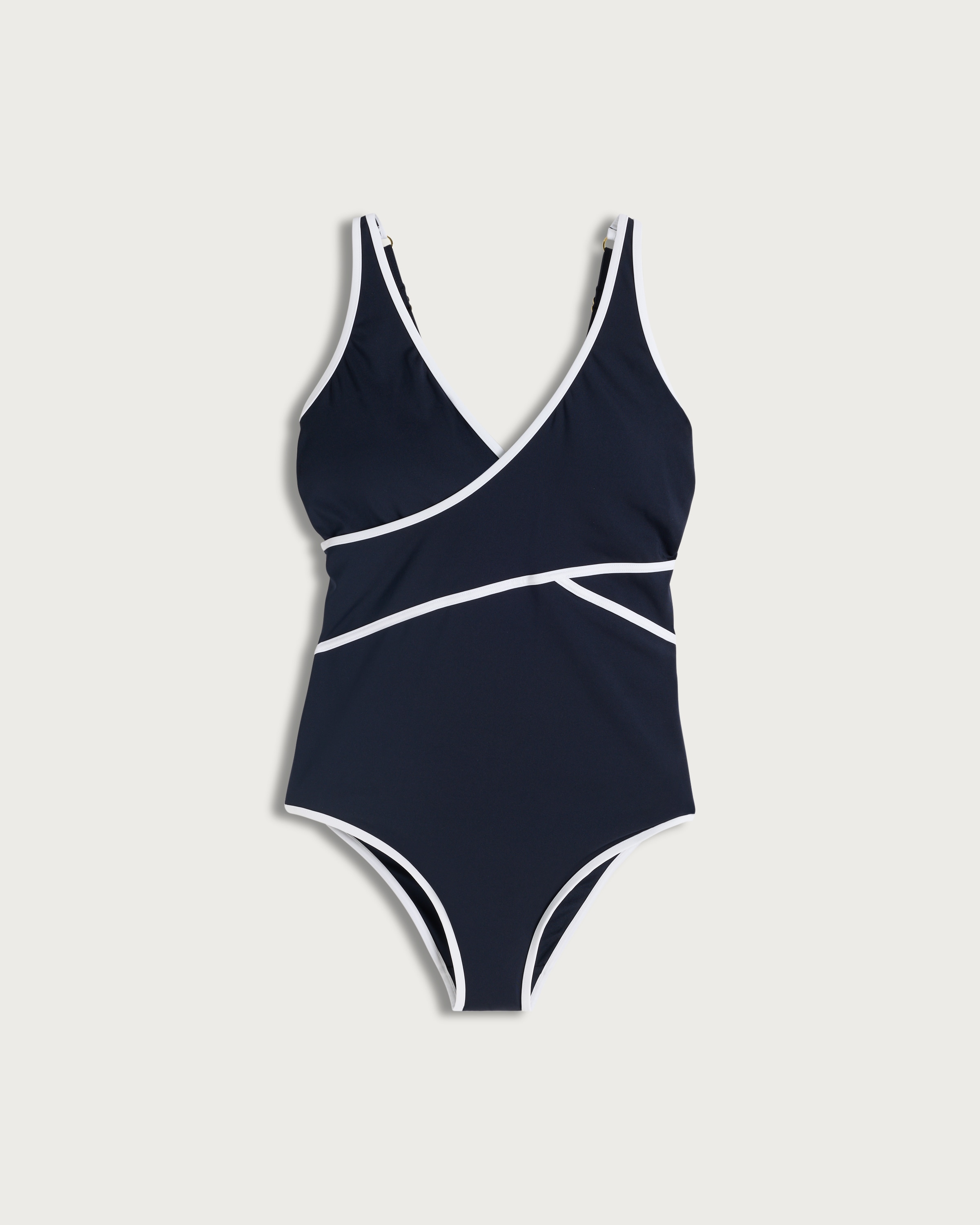 F&F Contrast Trim Wrap Front Swimsuit in Navy thumbnail 4