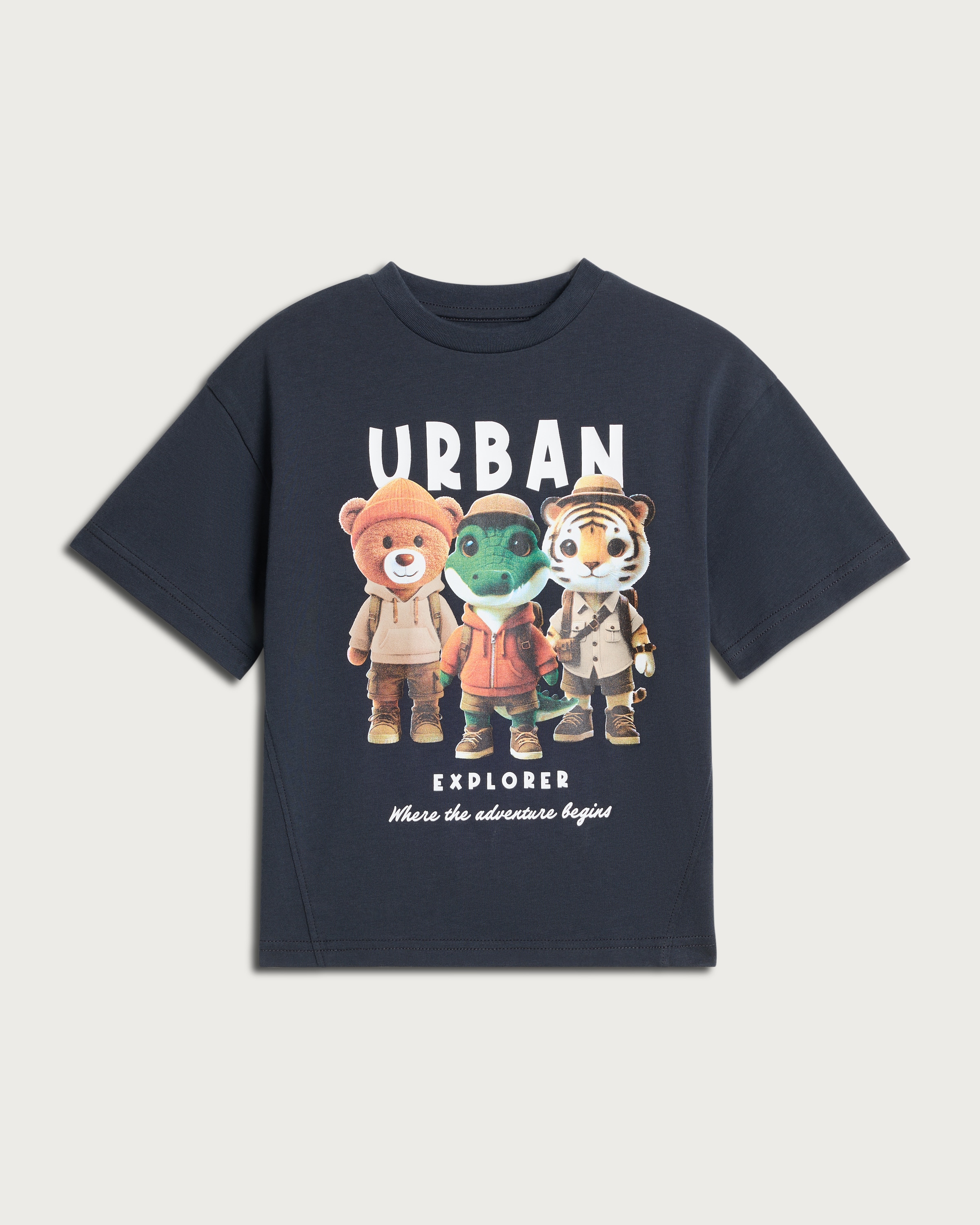 F&F Boys Pure Cotton Urban Explorer Animal Short Sleeved T-Shirt in Grey thumbnail 4