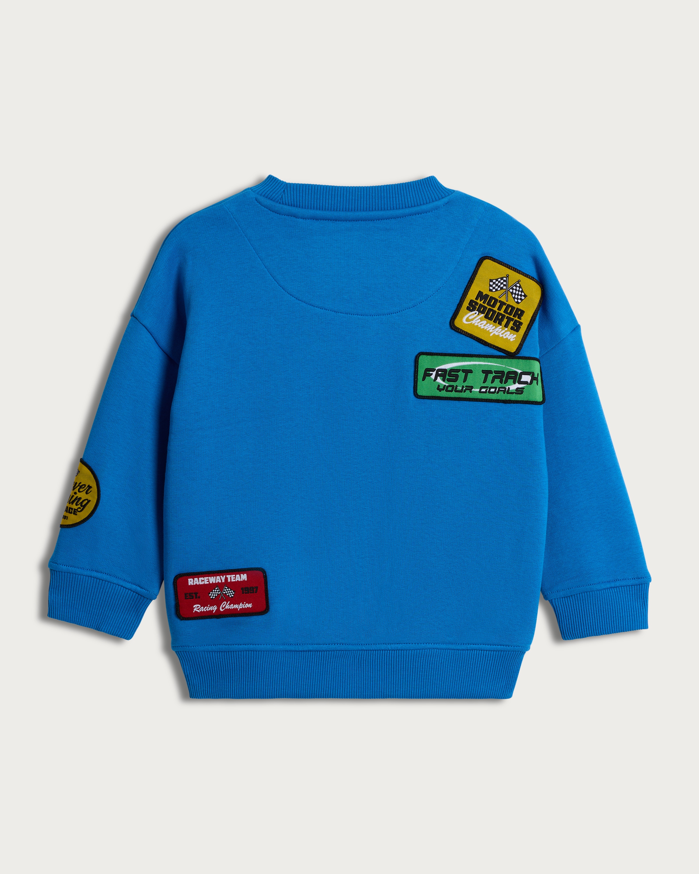F&F Boys Cotton Rich Speed Motorsports Slogan Sweatshirt in Blue thumbnail 5