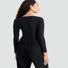 F&F Polyamide Long Sleeved Wrap Top in Black thumbnail 3