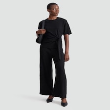 F&F Crinkle Wide Leg Co-ord Trousers in Black
