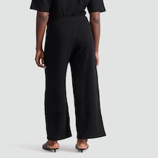 F&F Crinkle Wide Leg Co-ord Trousers in Black thumbnail 3