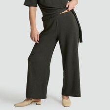 F&F Crinkle Wide Leg Co-ord Trousers in Olive thumbnail 2