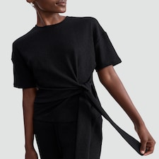 F&F Crinkle Tie Front Co-ord Top in Black