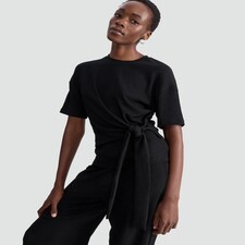 F&F Crinkle Tie Front Co-ord Top in Black thumbnail 2