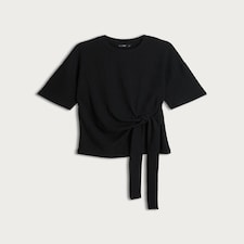 F&F Crinkle Tie Front Co-ord Top in Black thumbnail 4