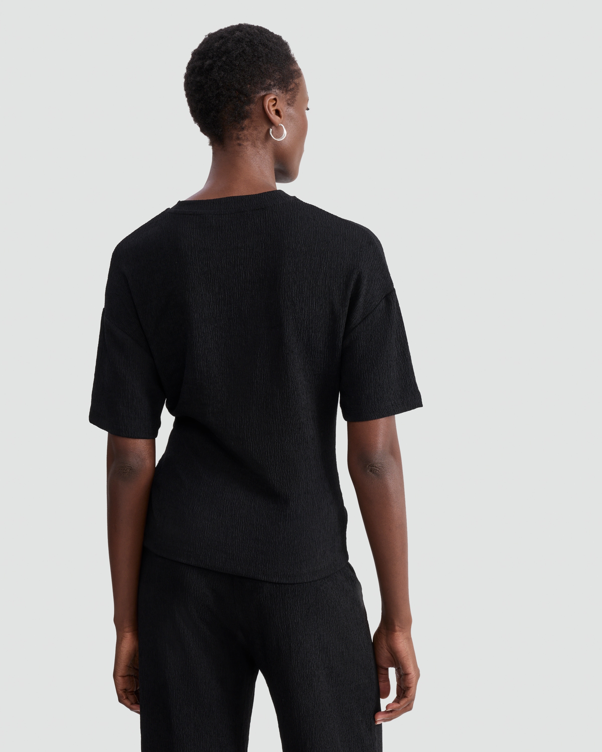 F&F Crinkle Tie Front Co-ord Top in Black thumbnail 3
