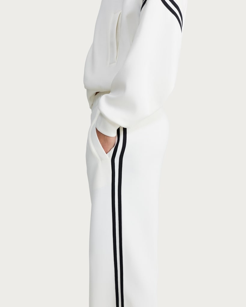 F&F Active AFTERCLASS Side Stripe Wide Leg Joggers in Cream