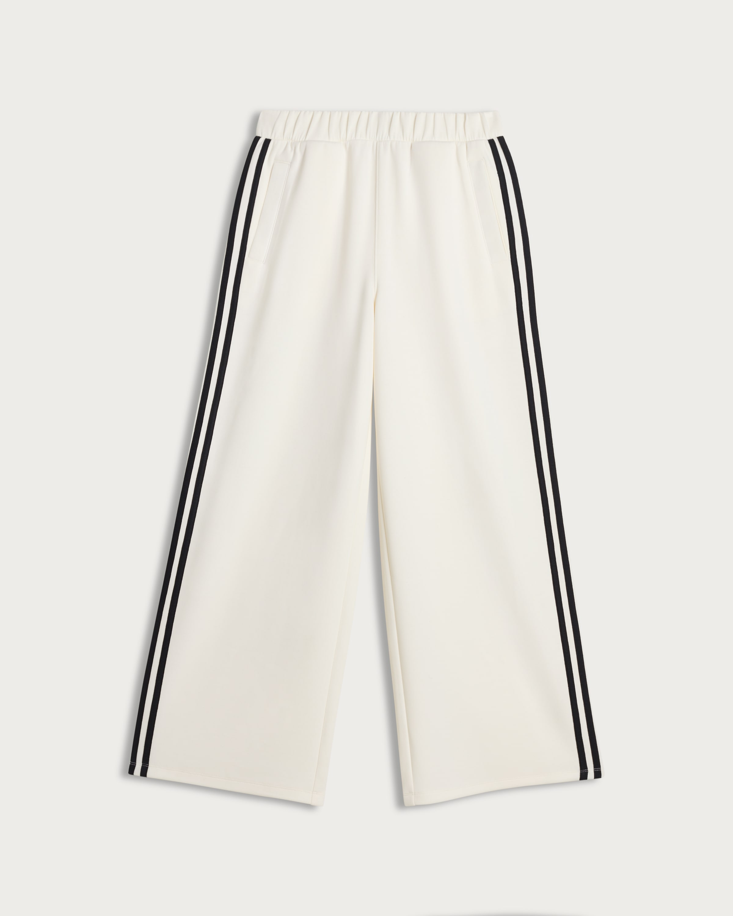 F&F Active AFTERCLASS Side Stripe Wide Leg Joggers in Cream thumbnail 4