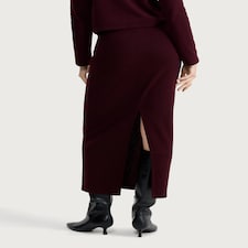 F&F Textured Midi Co-ord Pencil Skirt in Burgundy thumbnail 3