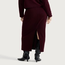 F&F Textured Midi Co-ord Pencil Skirt in Burgundy thumbnail 3