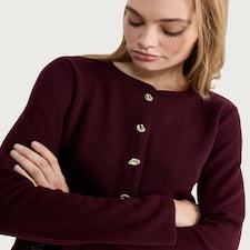 F&F Ribbed Button Up Co-Ord Cardigan in Burgundy