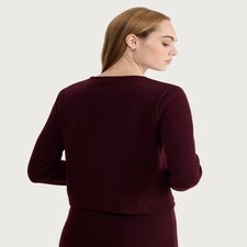 F&F Ribbed Button Up Co-Ord Cardigan in Burgundy thumbnail 3