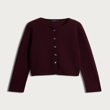 F&F Ribbed Button Up Co-Ord Cardigan in Burgundy thumbnail 4