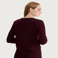 F&F Ribbed Button Up Co-Ord Cardigan in Burgundy thumbnail 3