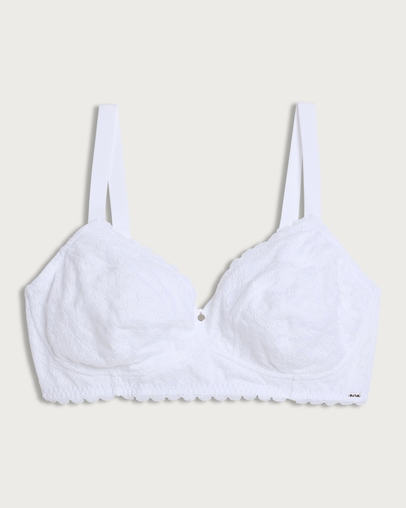 F&F Lace Trim Total Support Full Cup Non Wired Bra in White