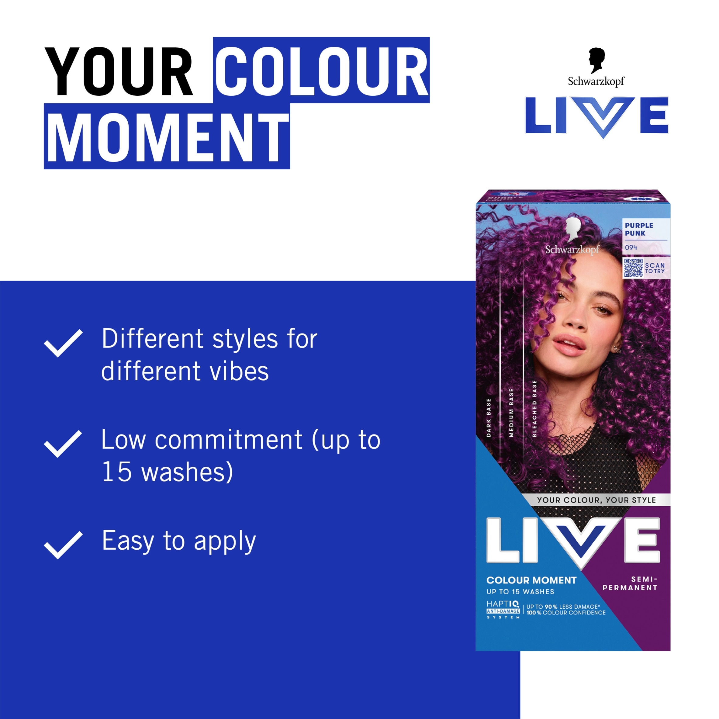 Schwarzkopf LIVE Colour Moment 094 Purple Punk Semi-Permanent Hair Dye thumbnail 2