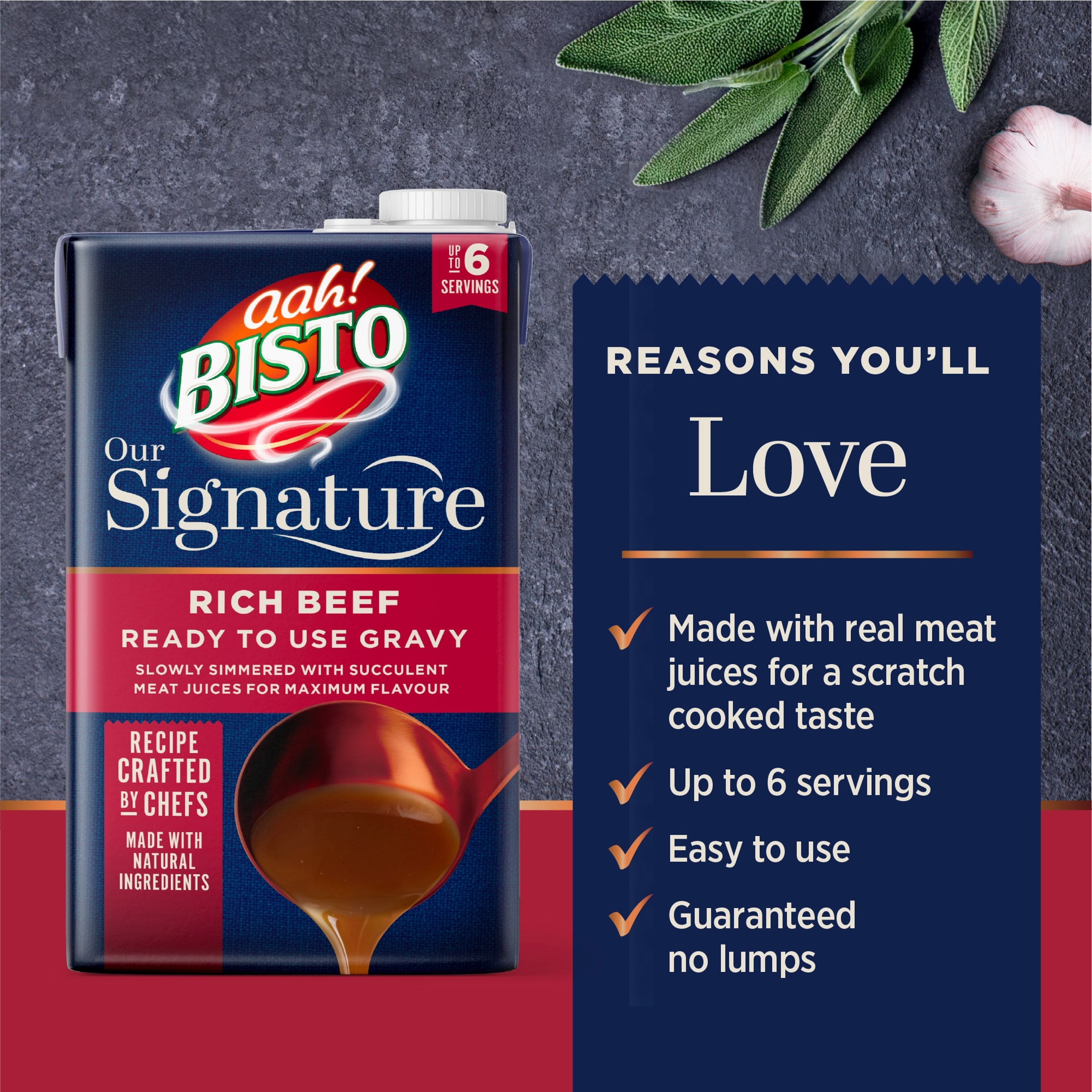 Bisto Signature Rich Beef Ready to Use Gravy 500ML thumbnail 2