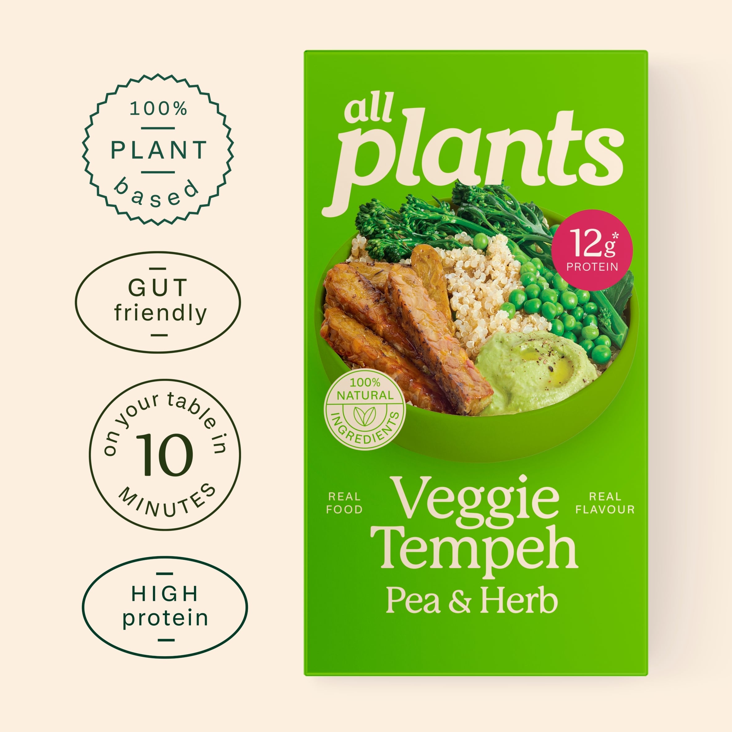 all plants Veggie Tempeh with pea and rosemary 180g thumbnail 3