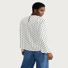 F&F Satin Polka Dot Blouse in Cream thumbnail 3