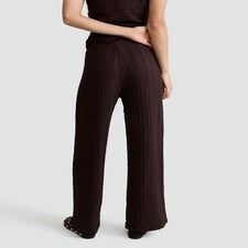 F&F Textured Wide Leg Co-ord Trousers in Chocolate thumbnail 3