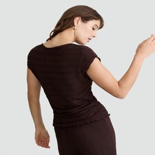 F&F Cowl Neck Cap Sleeved Co-ord Top in Chocolate thumbnail 3