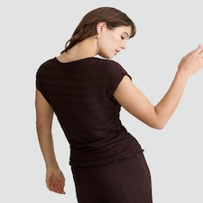 F&F Cowl Neck Cap Sleeved Co-ord Top in Chocolate thumbnail 3