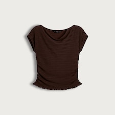 F&F Cowl Neck Cap Sleeved Co-ord Top in Chocolate thumbnail 4