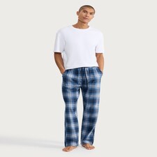 F&F Pure Cotton Brushed Check Print Pyjama Bottoms in Navy thumbnail 2