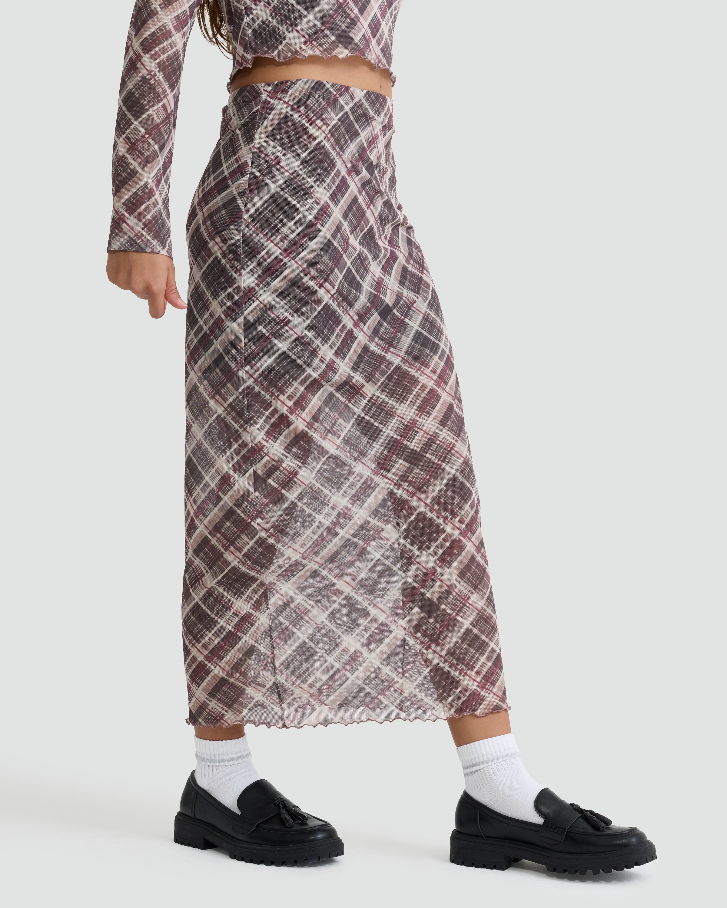 OH ME OH MY Plaid Print Co-ord Skirt in Grey thumbnail 3