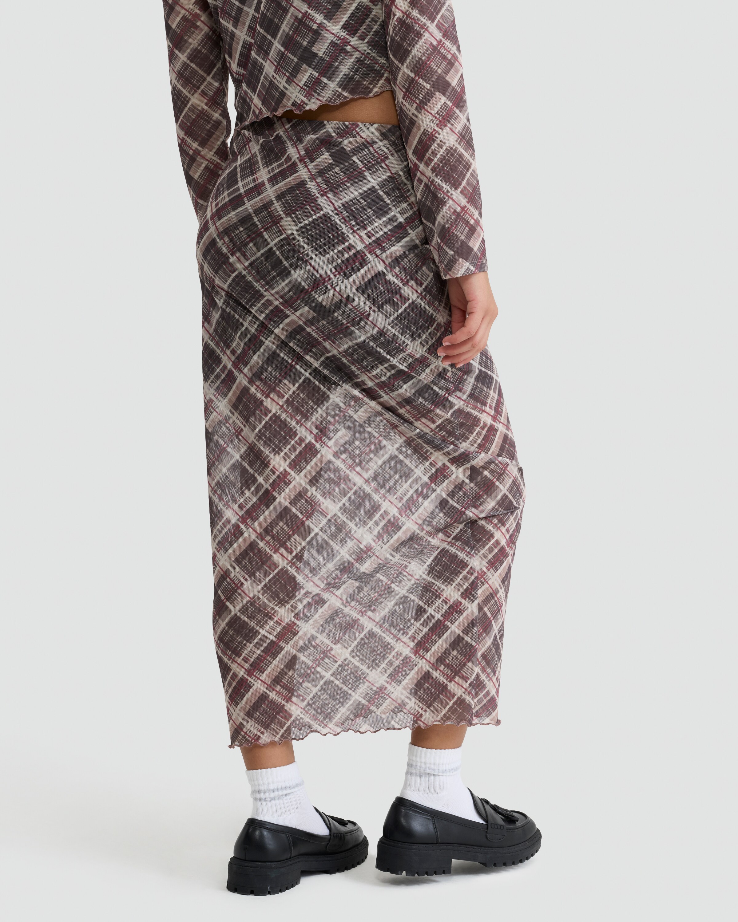 OH ME OH MY Plaid Print Co-ord Skirt in Grey thumbnail 4