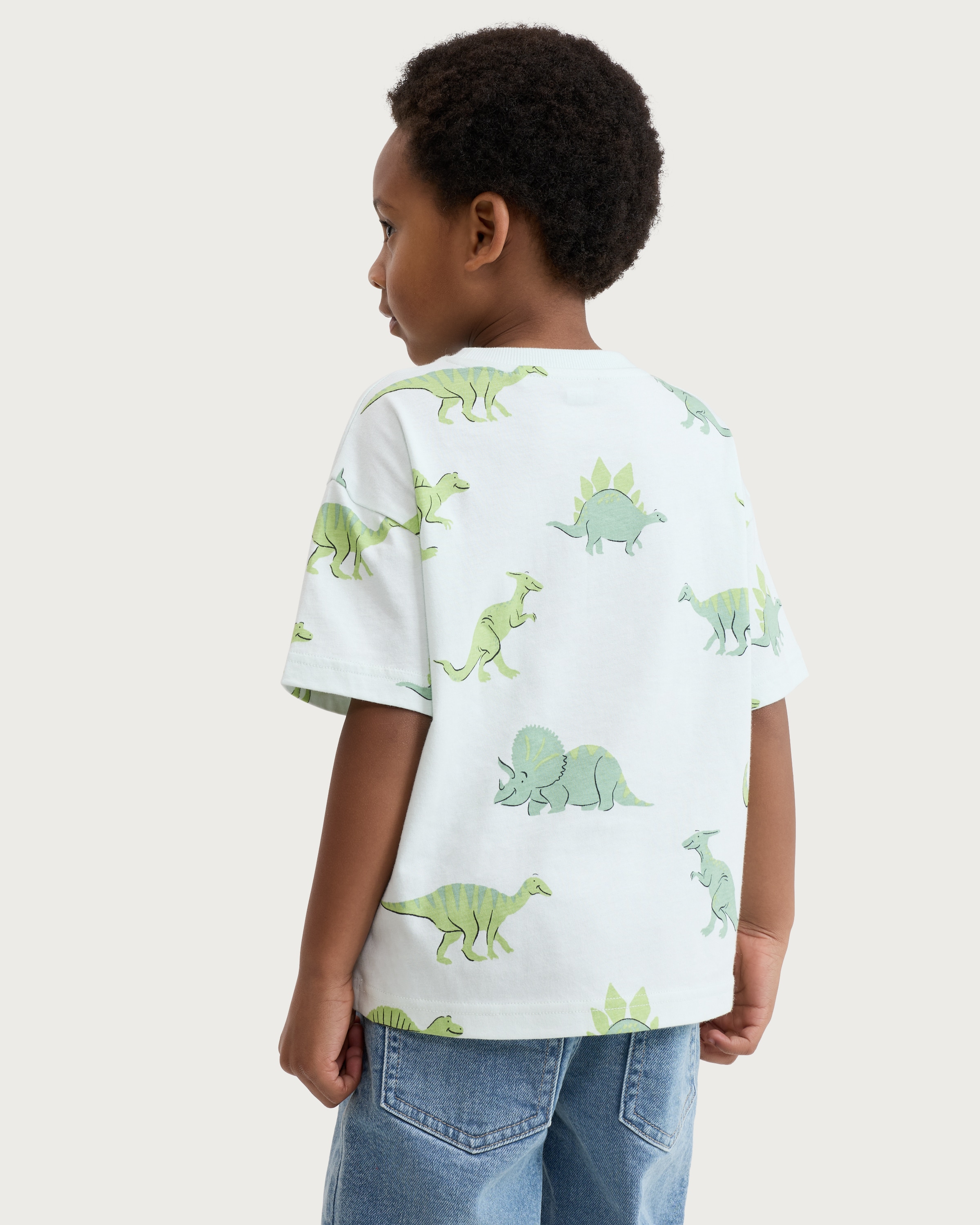 F&F Boys Pure Cotton Dinosaur Print Short Sleeved T-Shirt in Mint thumbnail 3