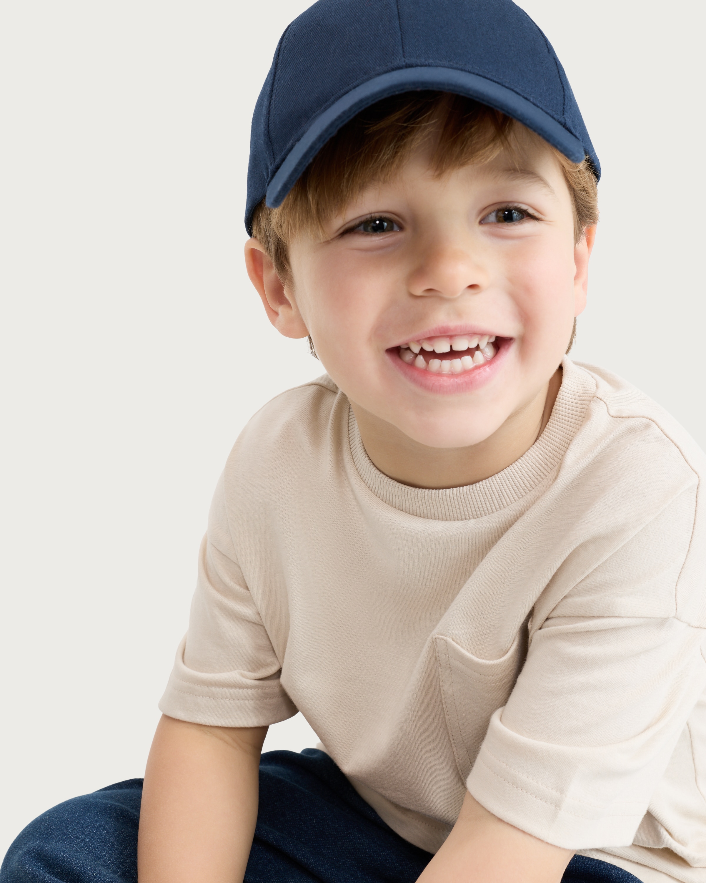 F&F Boys Pure Cotton Pocket Front Short Sleeved T-Shirt in Stone