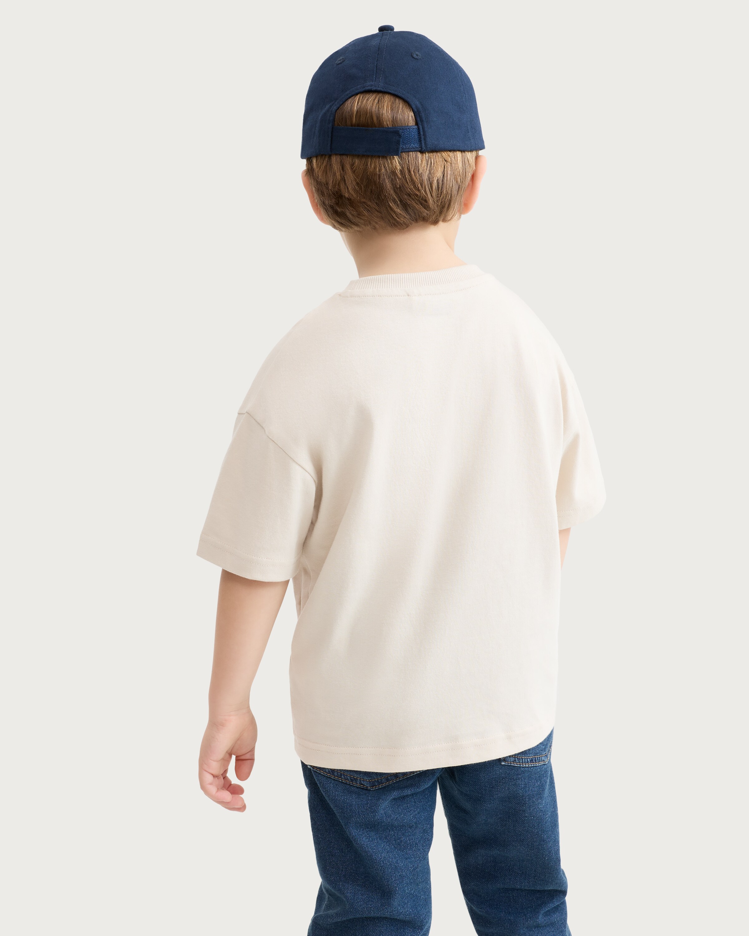 F&F Boys Pure Cotton Pocket Front Short Sleeved T-Shirt in Stone thumbnail 3