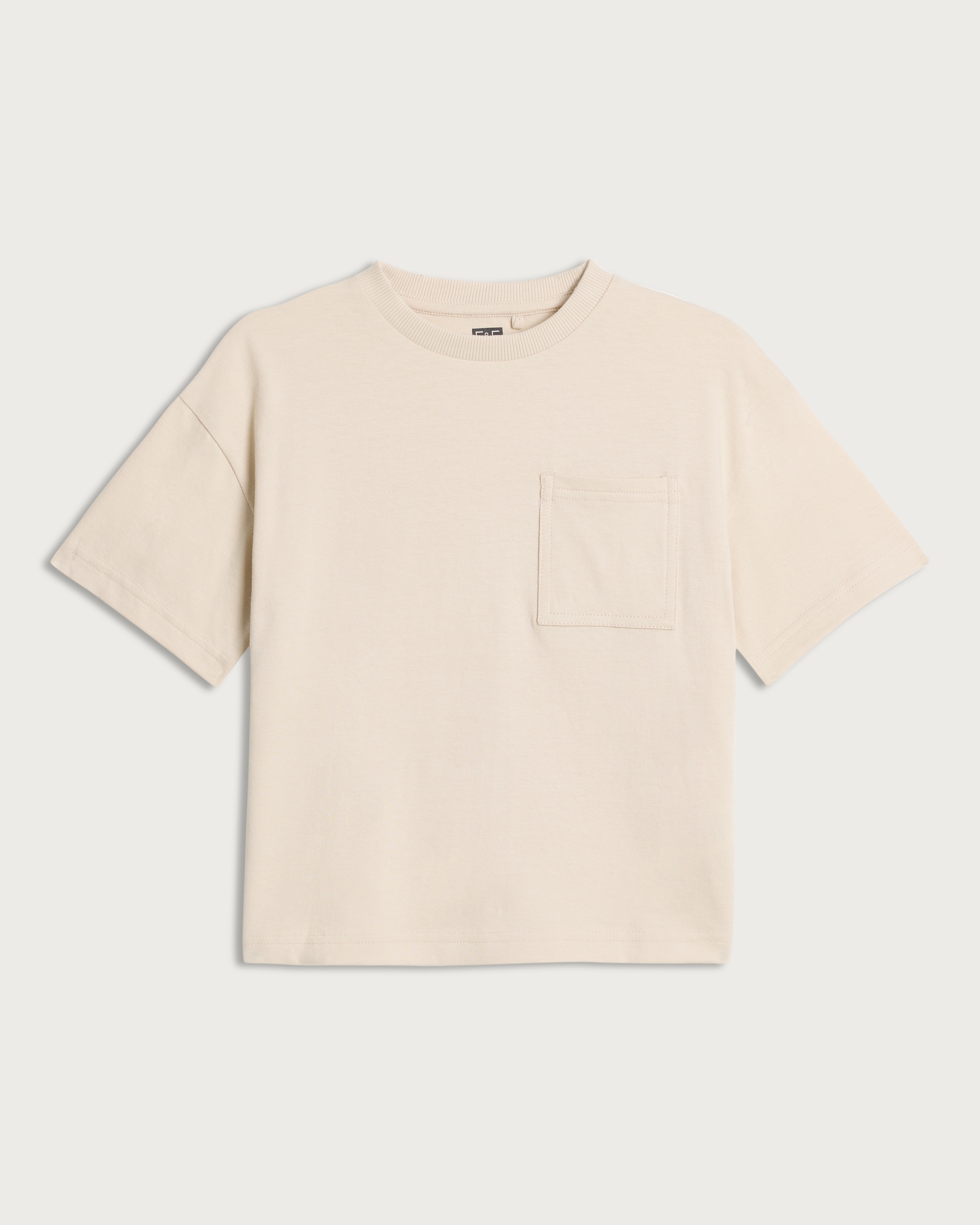 F&F Boys Pure Cotton Pocket Front Short Sleeved T-Shirt in Stone thumbnail 4