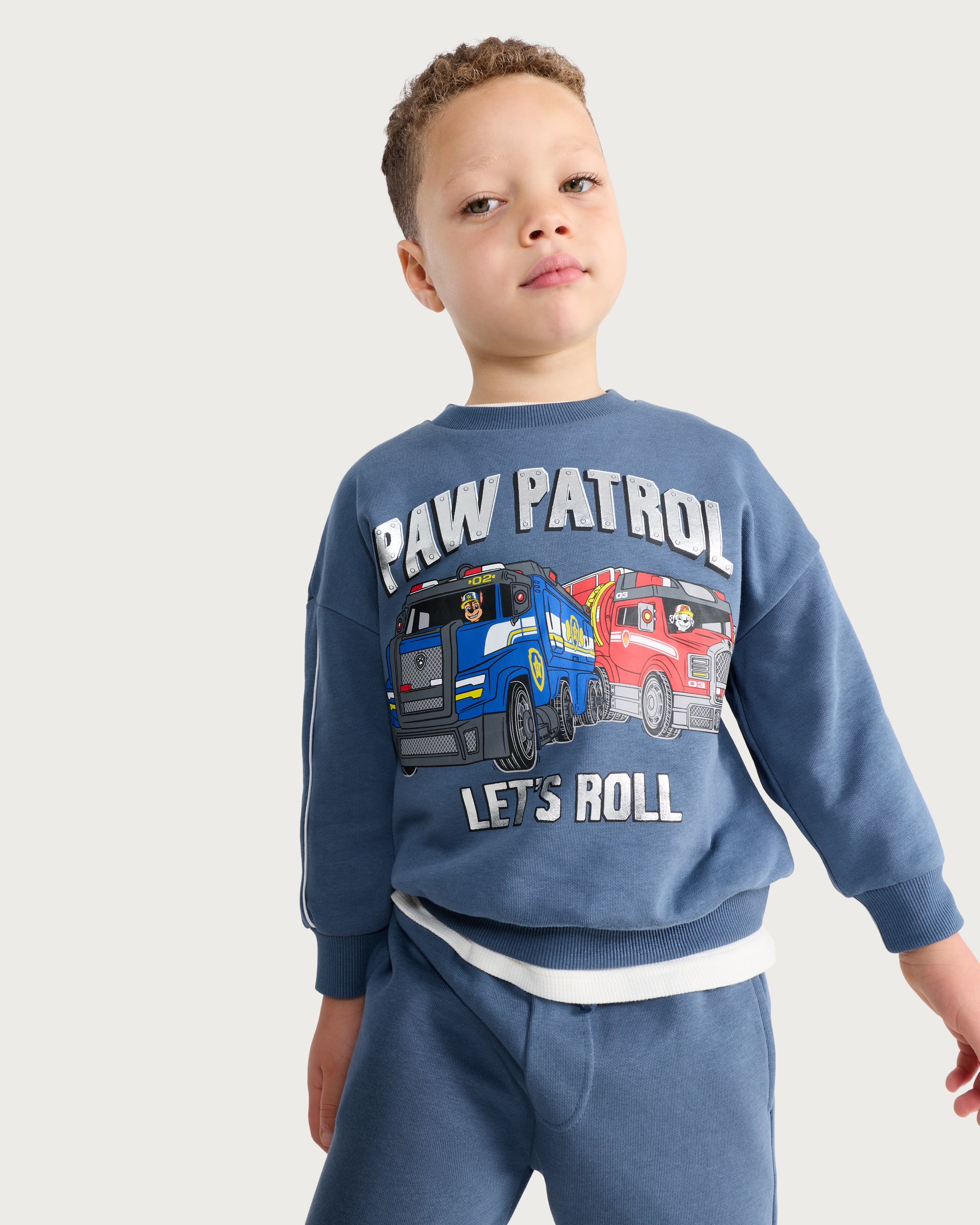 Paw Patrol Let's Roll Cotton Rich Sweatshirt and Joggers Set in Blue thumbnail 2