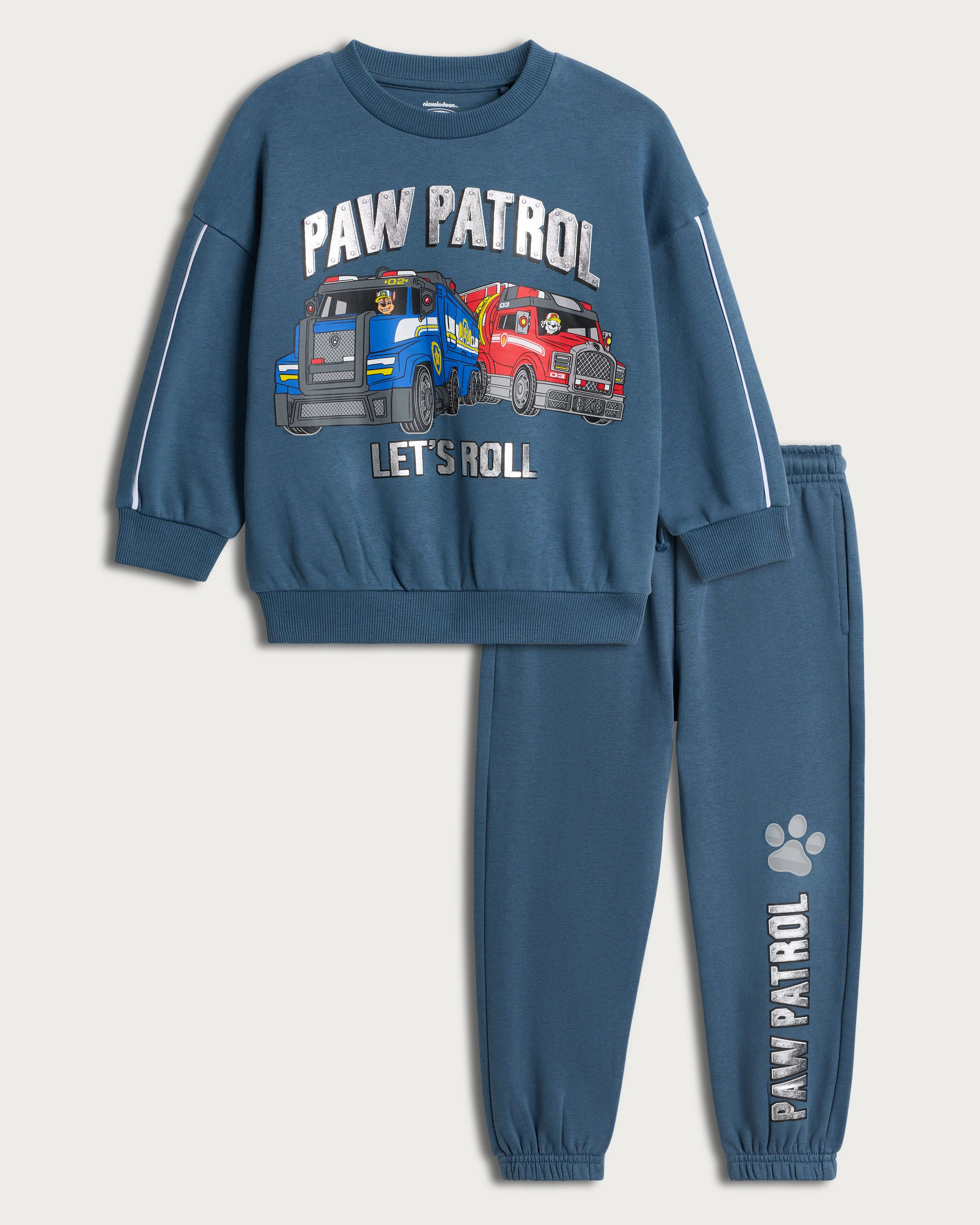 Paw Patrol Let's Roll Cotton Rich Sweatshirt and Joggers Set in Blue thumbnail 4