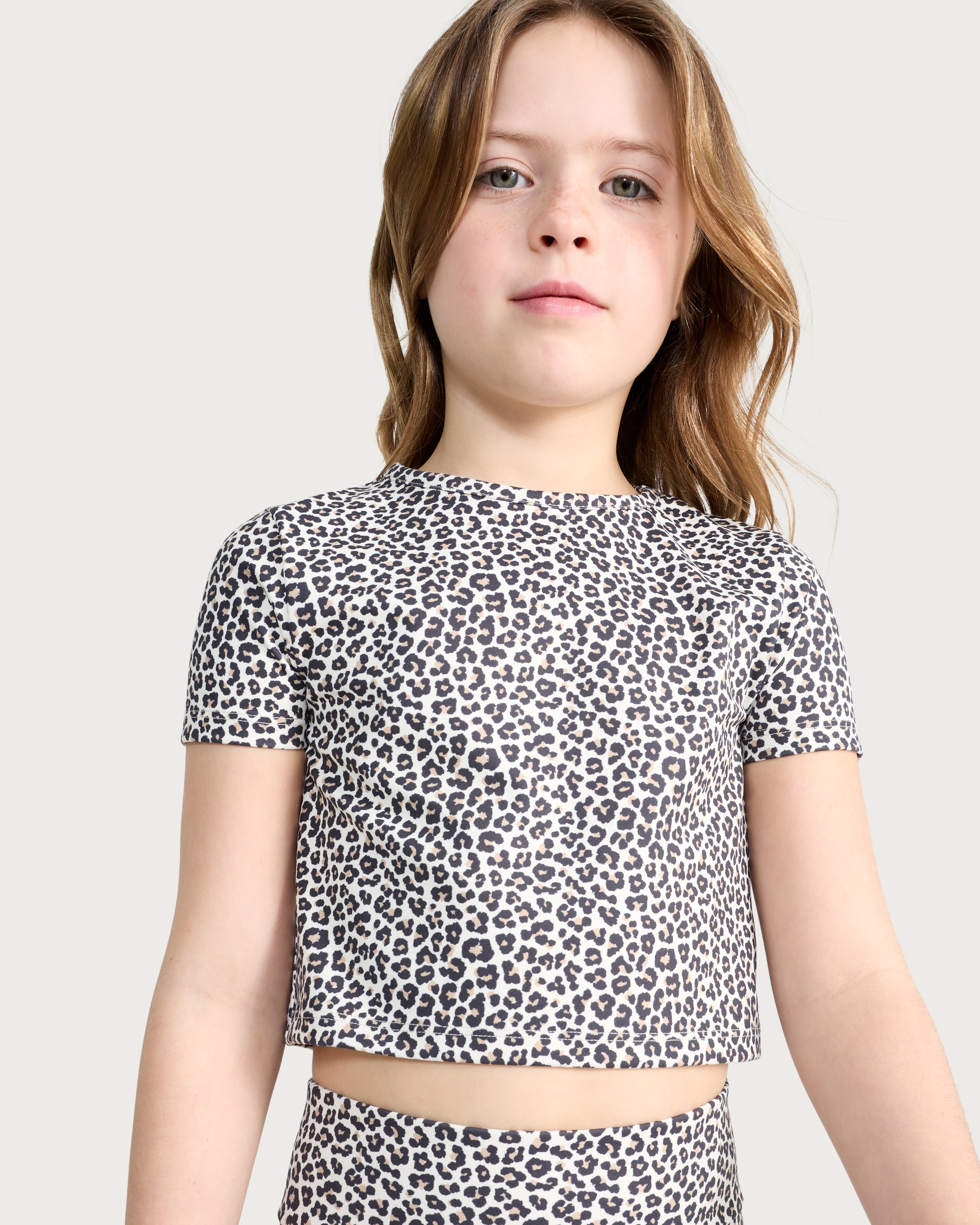 F&F Active Girls ULTRAMOVE 2-Piece Leopard Print T-Shirt and Leggings Set in Multi Brown thumbnail 2