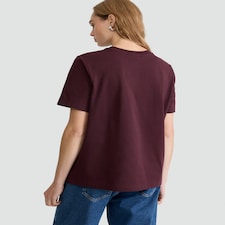 F&F Pure Cotton Ciao Pasta Print Oversized T-Shirt in Burgundy thumbnail 3