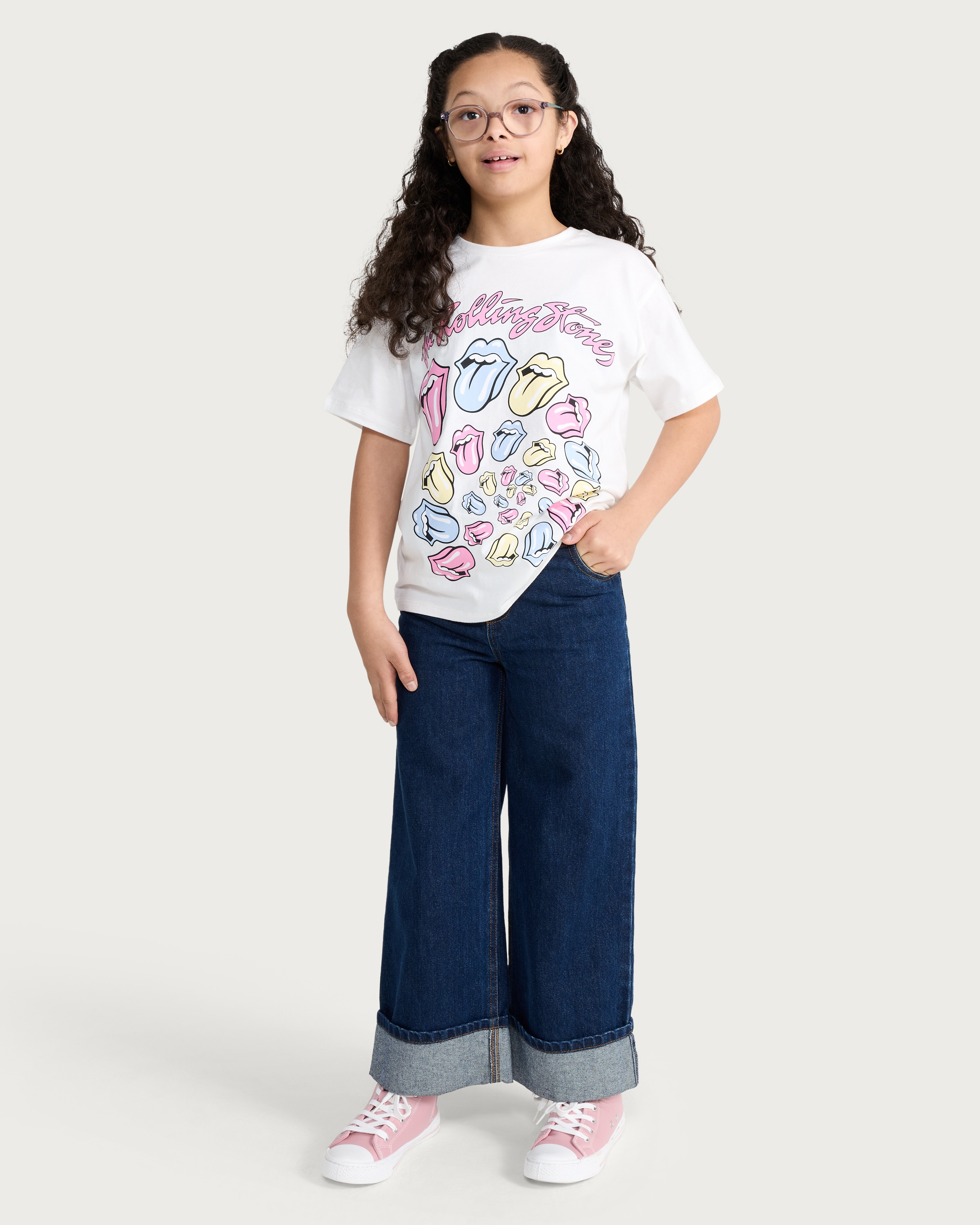 The Rolling Stones Print Pure Cotton T-Shirt in White thumbnail 2