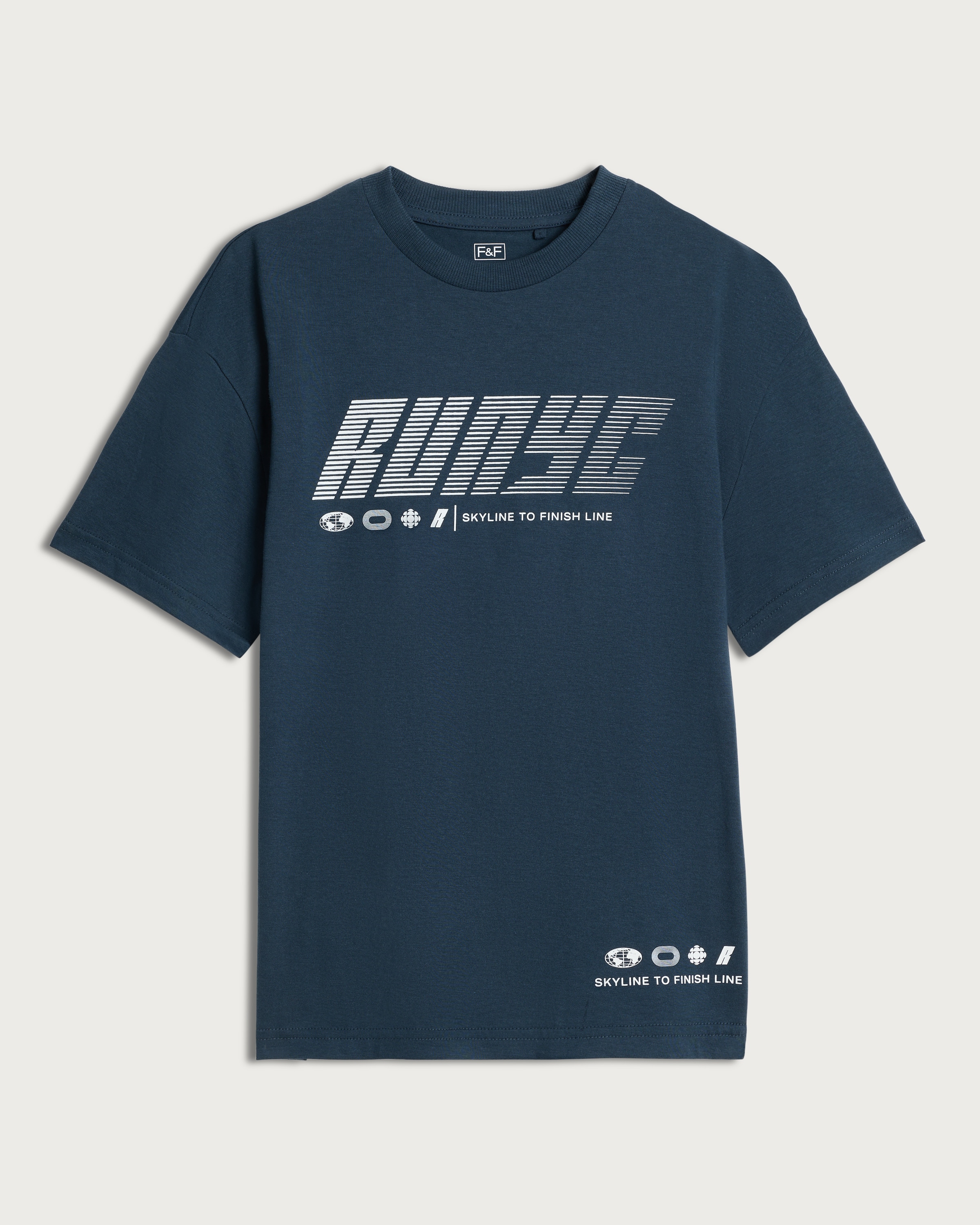 F&F Boys Pure Cotton RUNYC Print Oversized Fit T-Shirt in Grey thumbnail 4