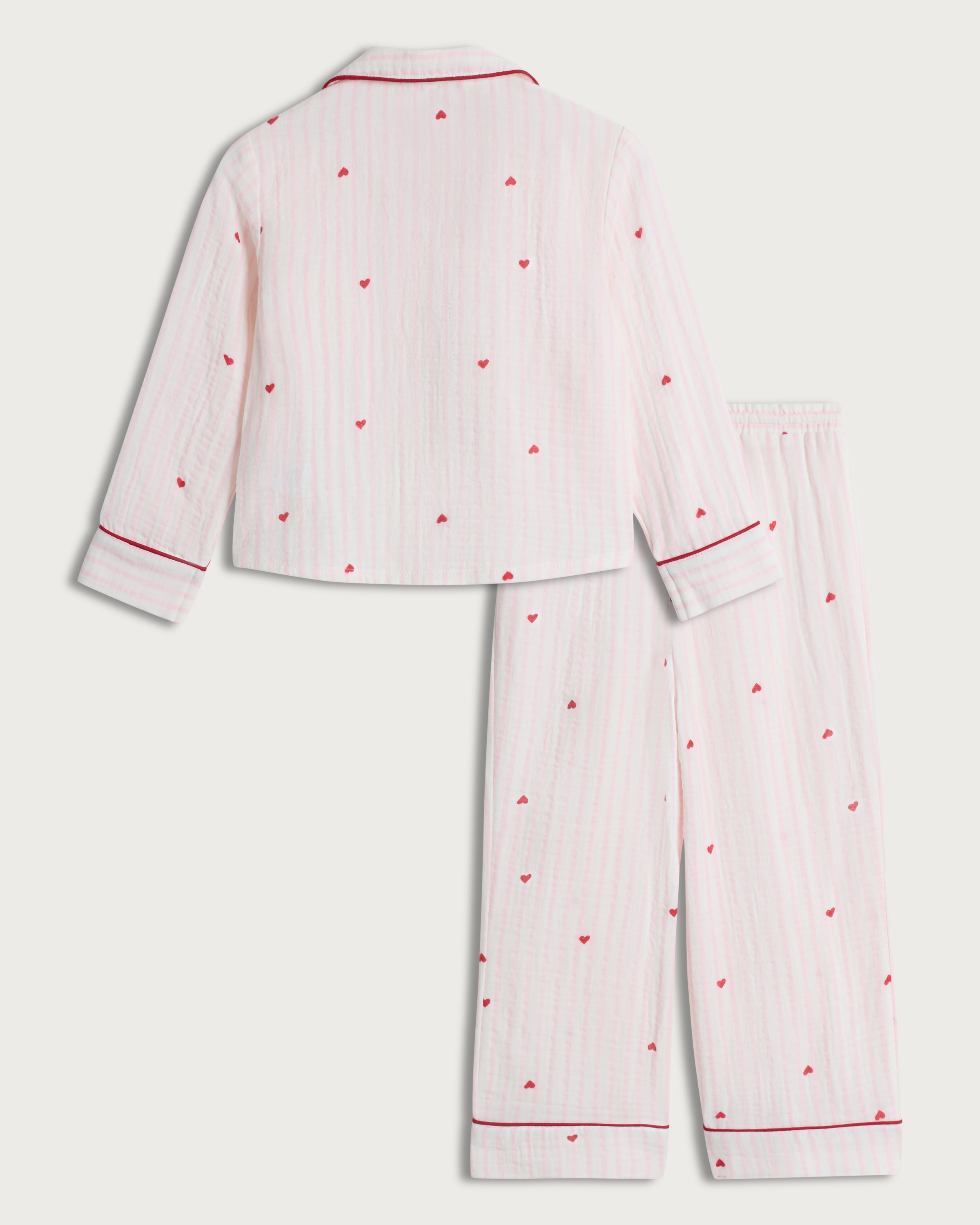 F&F Girls Pure Cotton Heart Print Pyjama Set in Pink thumbnail 2