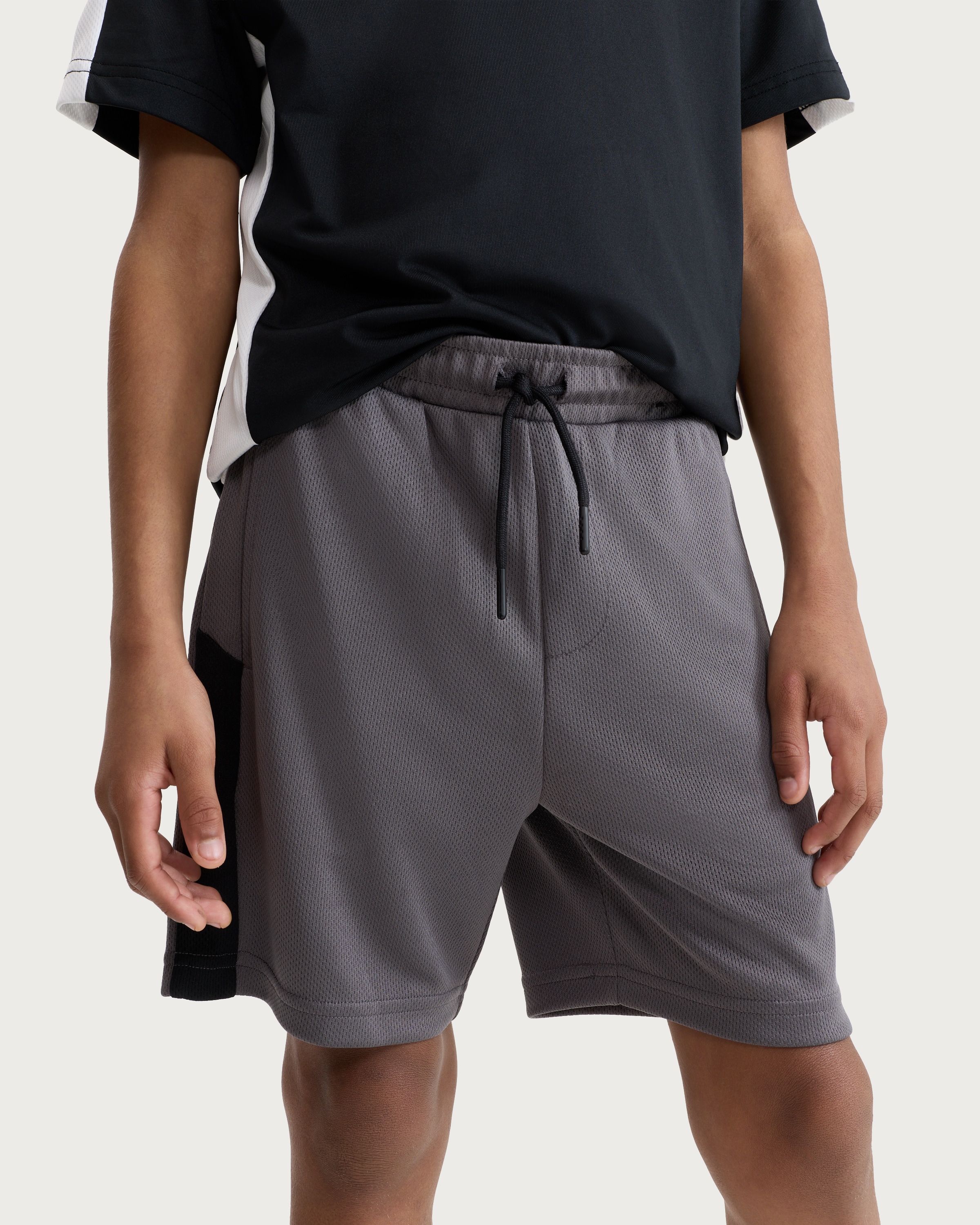 F&F Active Boys Mesh Panel Sports Shorts in Grey