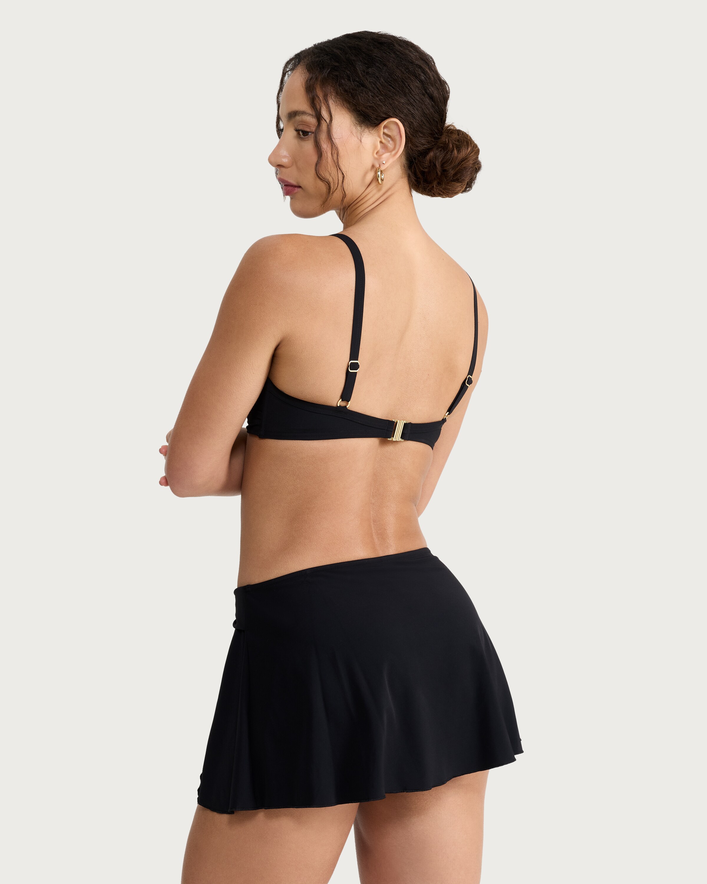 F&F Contour Wrap Front Bikini Skirt in Black thumbnail 3