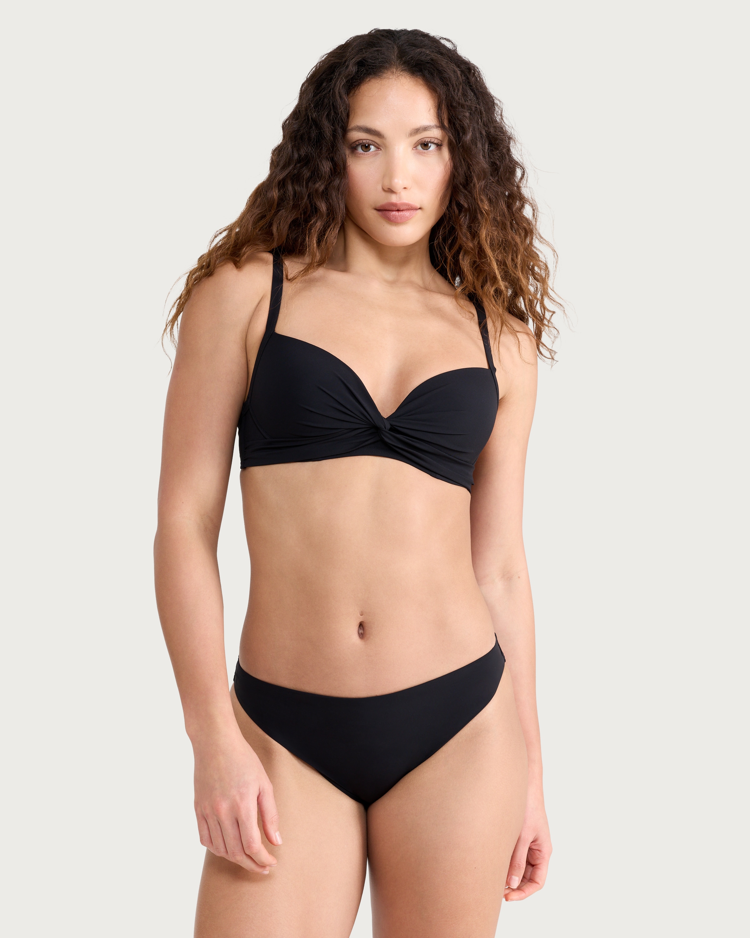 F&F Contour High Leg Bikini Bottoms in Black