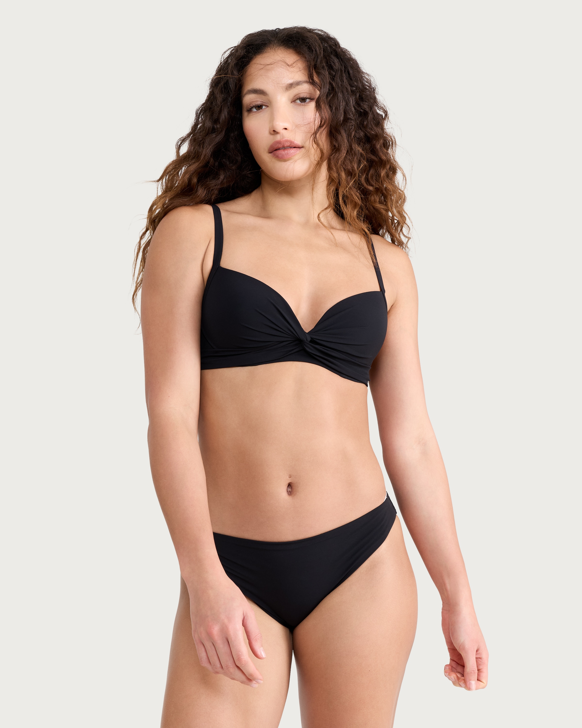 F&F Contour Twist Front Bikini Top in Black thumbnail 2